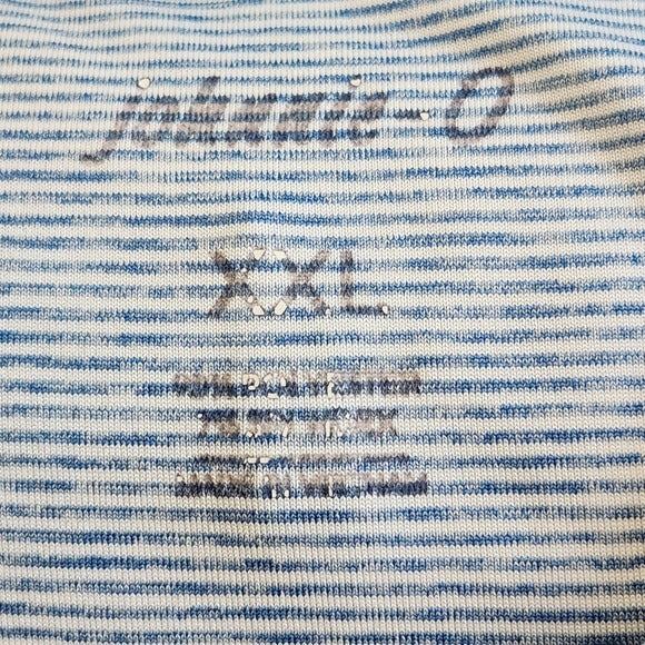 Johnnie-O Blue and White Striped Polo Shirt with Young Life Logo Size XXL