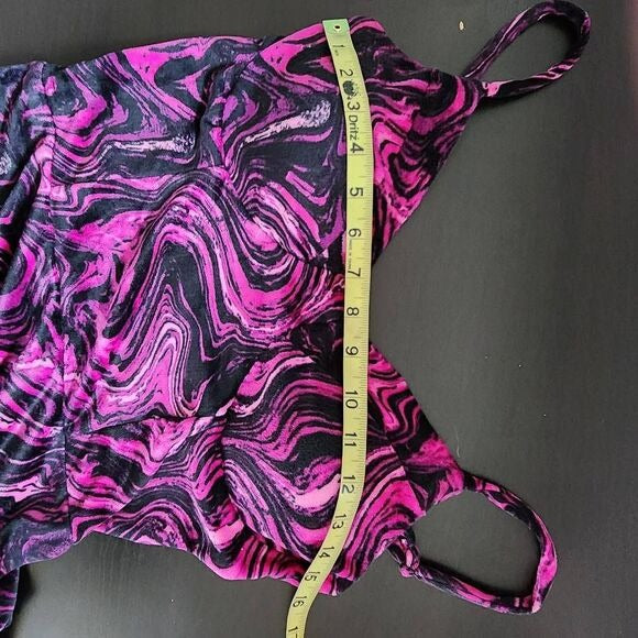 Derek Heart Purple Velvet Bodycon Dress Size Medium Pink and Black Party Dress