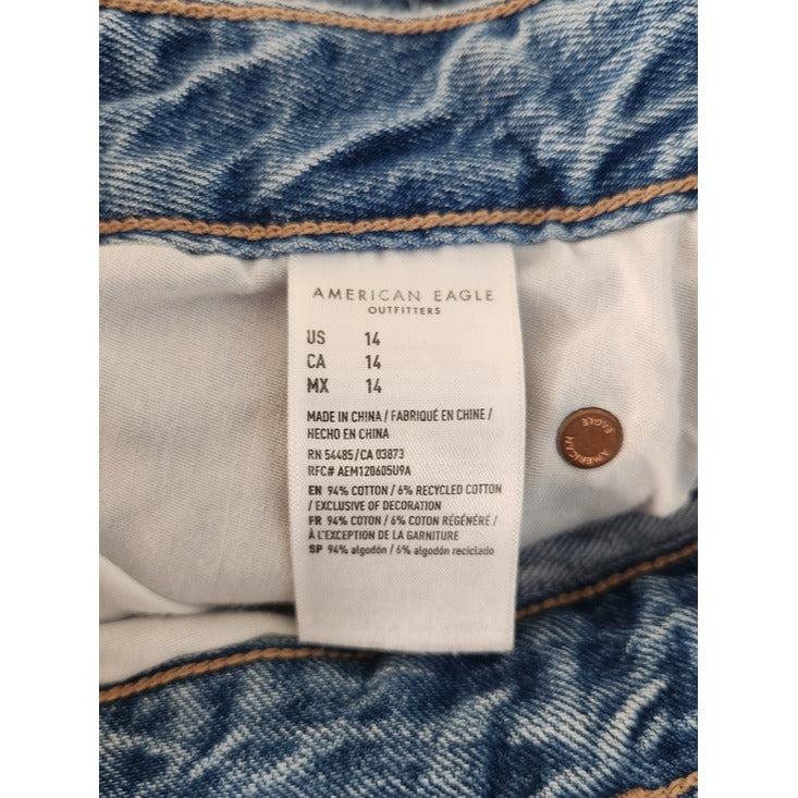 American Eagle Tomgirl Distressed Denim Shorts Medium Wash Size 14