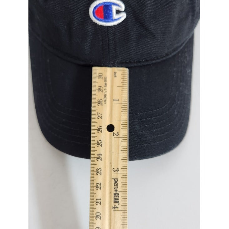 Champion Black Baseball Hat with Logo Patch One Size Adjustable