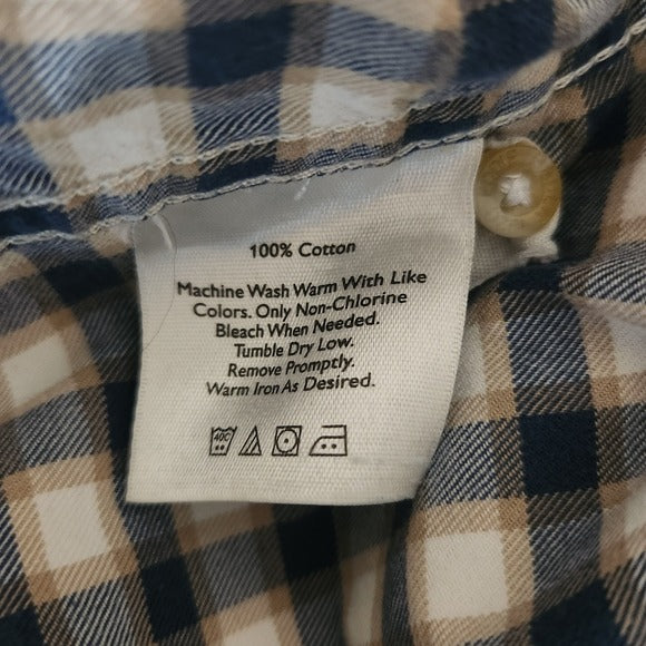Eddie Bauer Men's Blue and Brown Check Button Down Shirt Size XL Tall