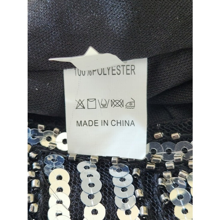 Womens Black and Silver Sequin Flapper Cocktail Dress Size XXL