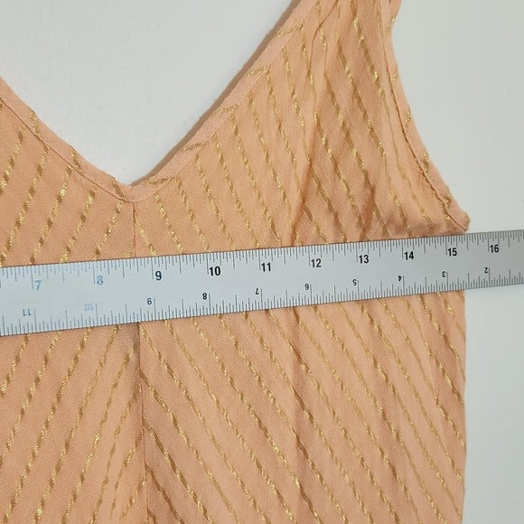 Self Contrast Peach and Gold Boho Tiered Maxi Dress Size XS NWT
