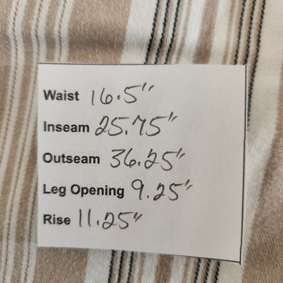 LOFT Women's Striped Khaki and White Cropped Pants Size 14 Preppy Khaki Pants