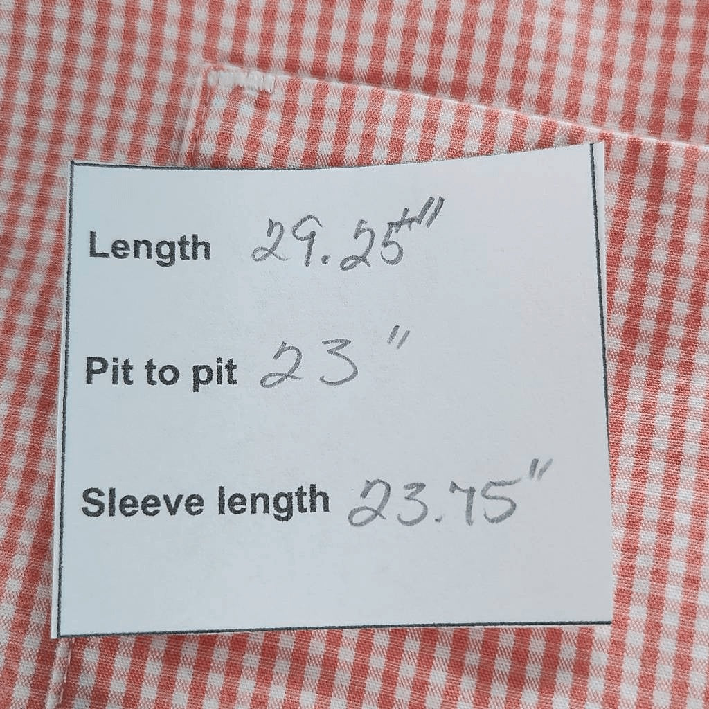 Calvin Klein Orange Gingham Button-Down Shirt Size Large Orange Button-Up Shirt