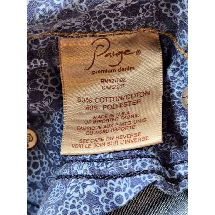 Paige Dark Wash Distressed Bootcut Jeans Size 30