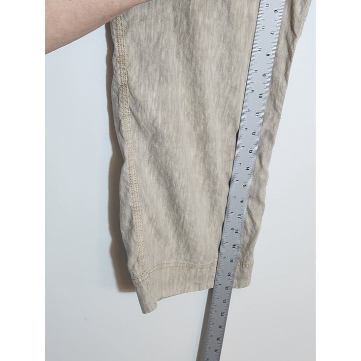 Soft Surroundings Taupe and Cream Linen Blend Capri Pants Size 12
