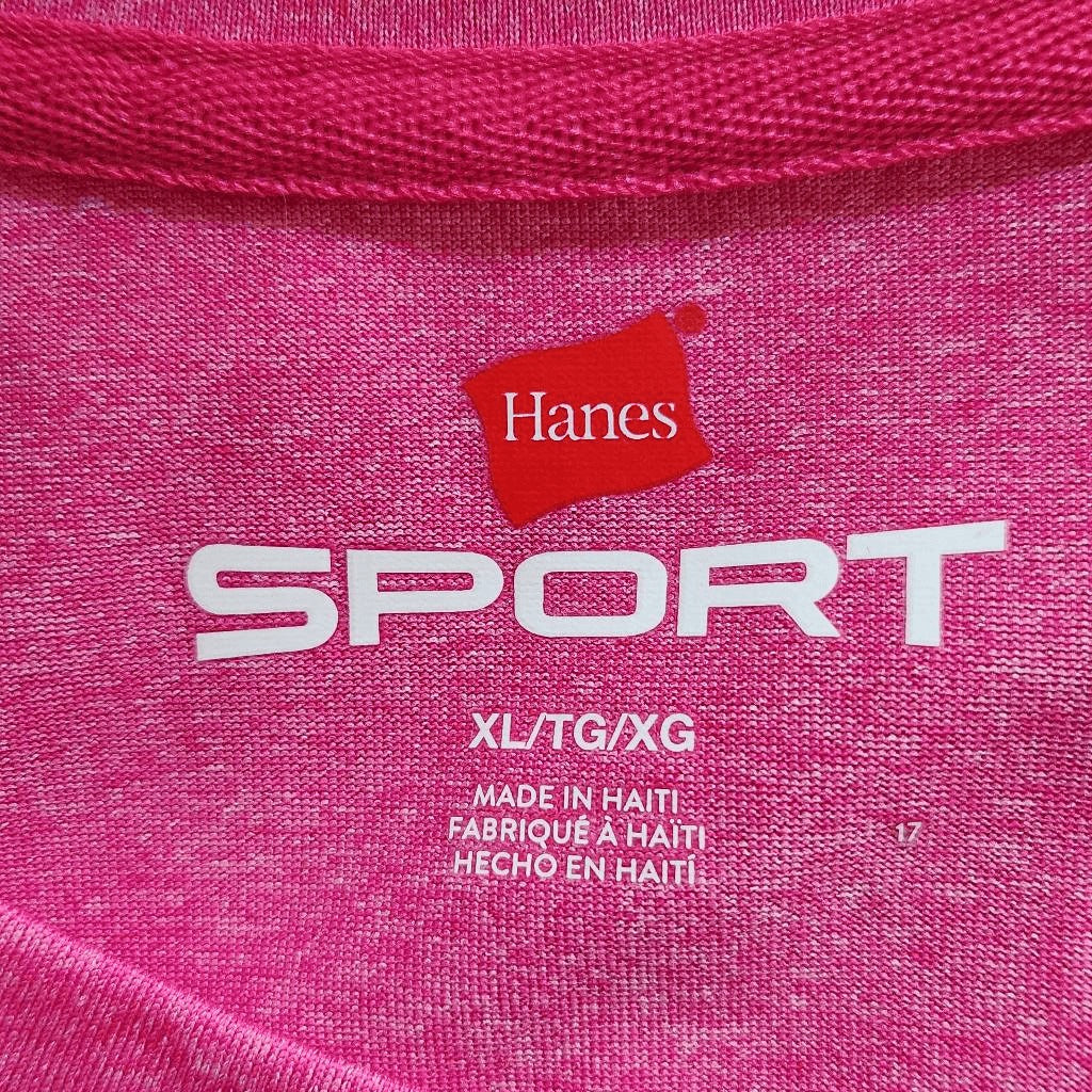 Hanes Sport Pink Long Sleeve Athletic Tee Size XL Hot Pink Performance Shirt
