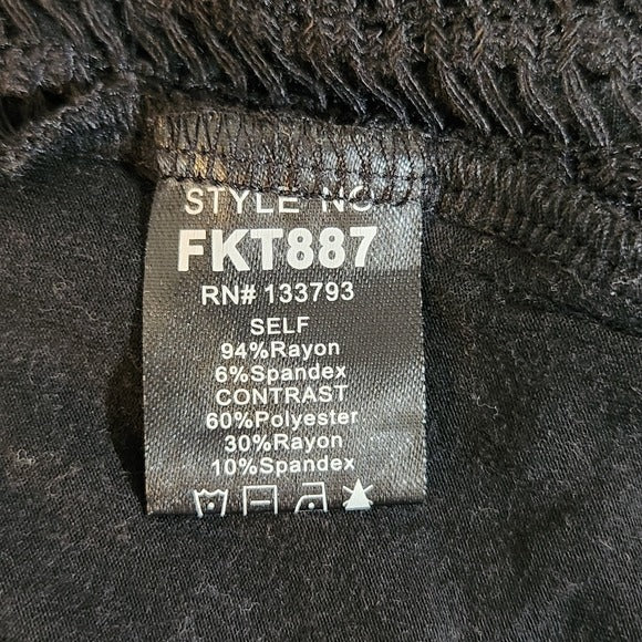 POL Distressed and Oversized Black Knit Top Size Large NWOT