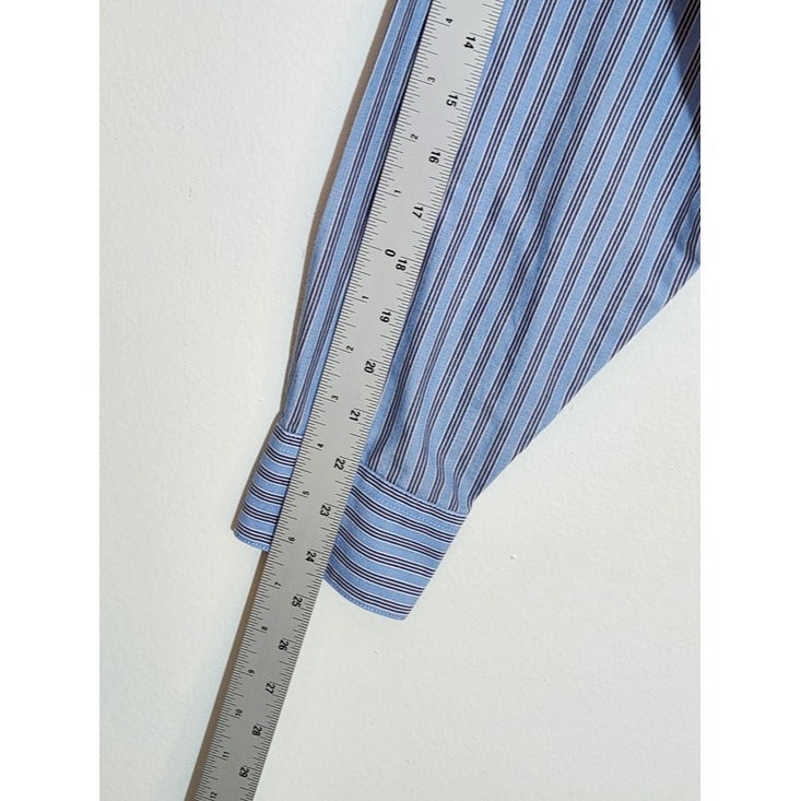 Arrow Blue Stripe Fitted Dress Shirt Size 14.5 32-33