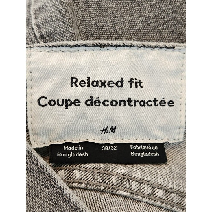 H&M Mens Gray Relaxed Fit Jeans Size 38x32