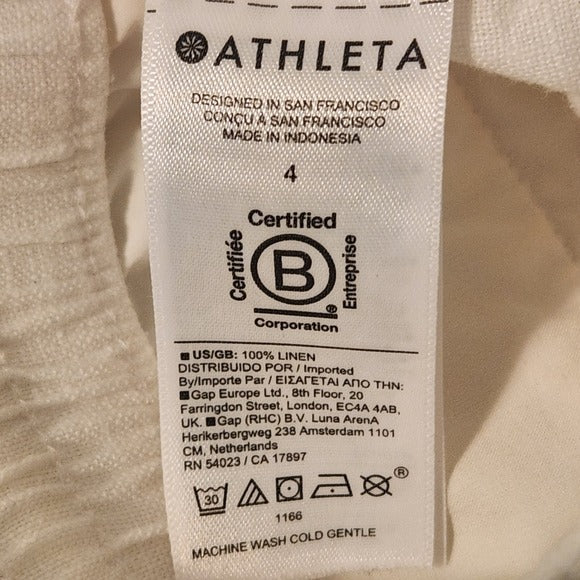 Athleta White Linen Pull-On Shorts Size 4
