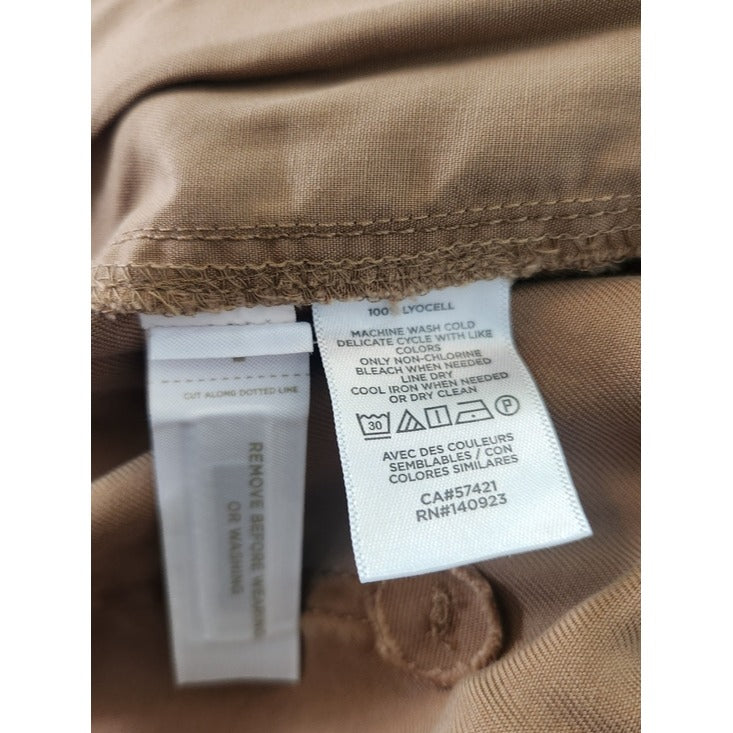 LOFT Womens Brown Cropped Pull-On Pants Size Small Petite NWT