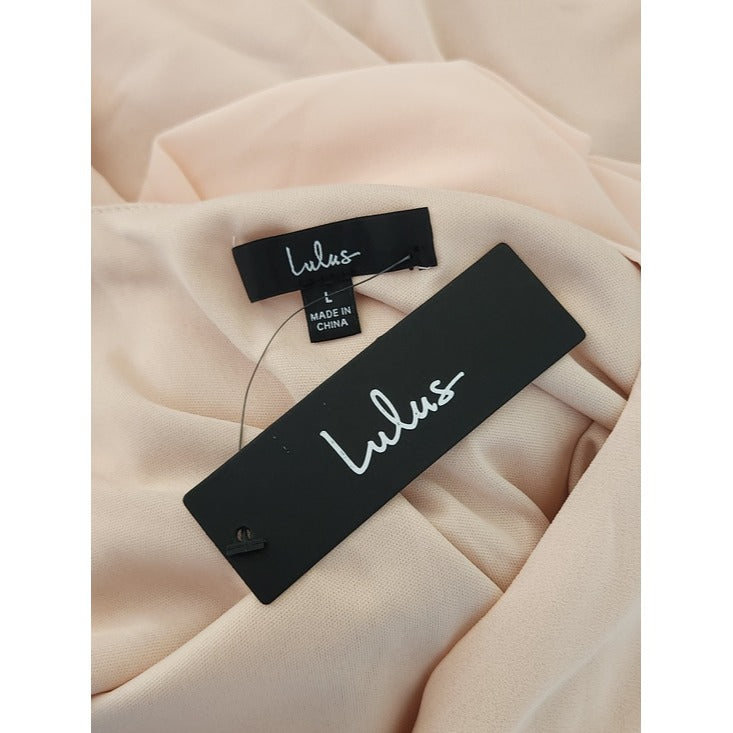 Lulus Long Sleeve Blush Pink Formal Dress Size Large NWT Wedding Guest Dress