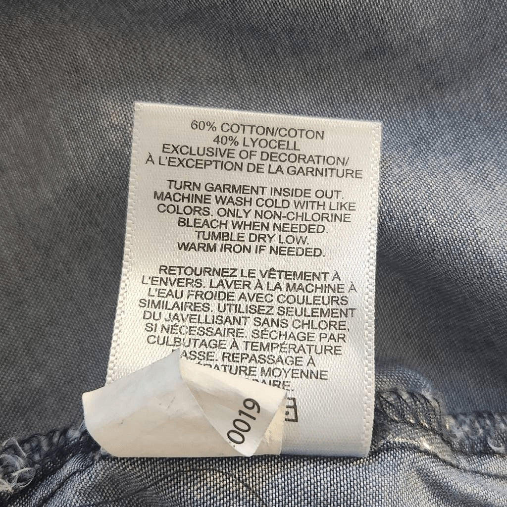 Express Denim Snap-Up Crop Top Tie Front Size XS Western Jean Shirt
