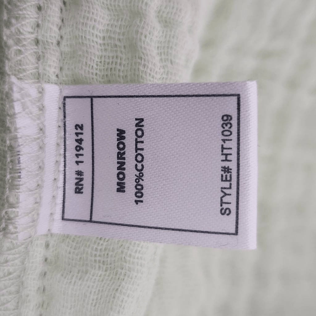 Monrow Semi-Sheer Light Green Button Down Crop Top NWT Size Large Green Crop Top