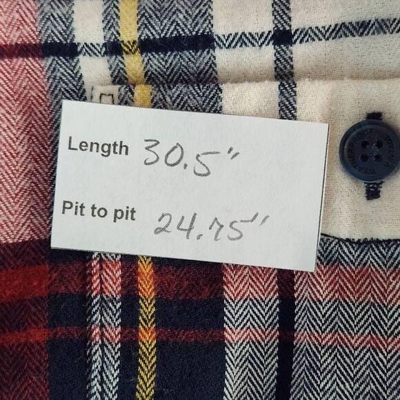 Weatherproof Vintage Red and Navy plaid Flannel Button Down Shirt Size XL