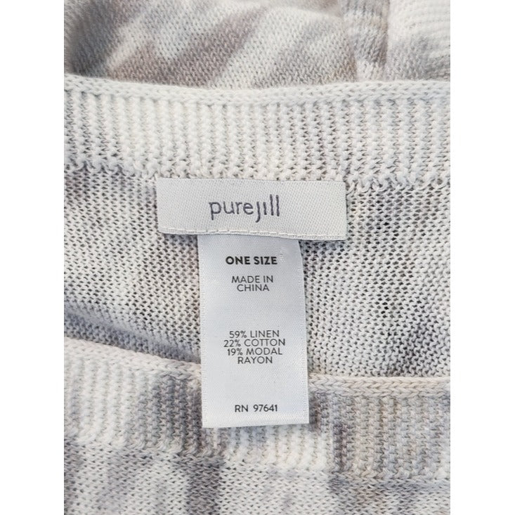 J. Jill Linen Blend Gray Boho Knit Poncho One Size