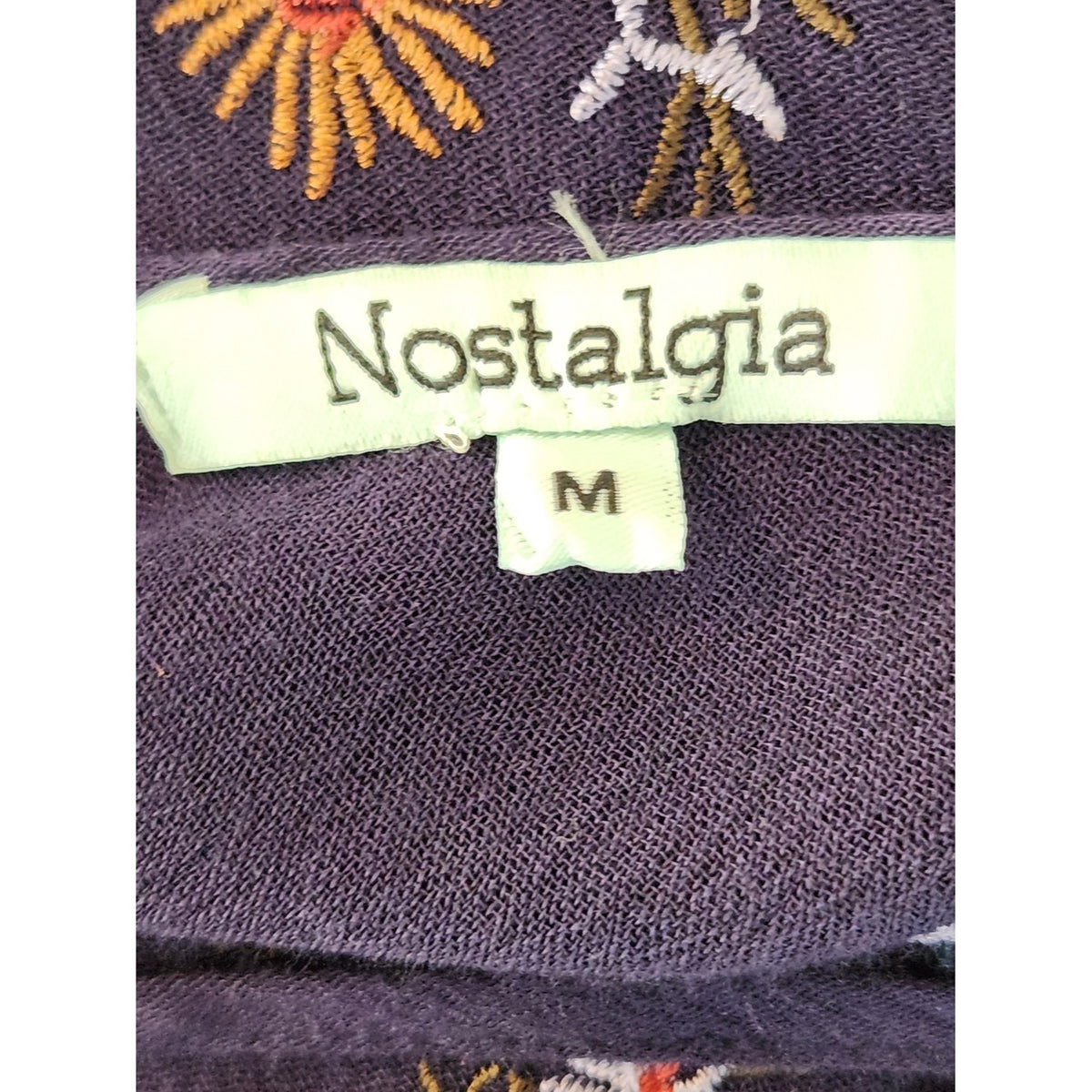 Nostalgia Navy Embroidered Oversized Boho Babydoll Tunic Size Medium