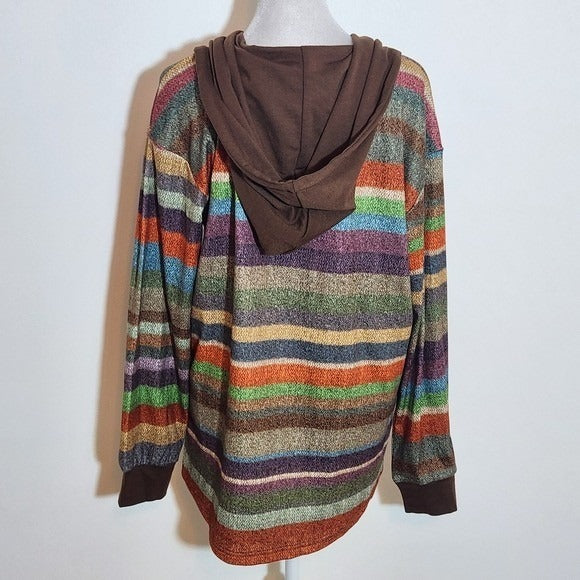 Exclusive Colorful Striped Hoodie NWT Sz Medium Women's Oversized Stripe Shacket