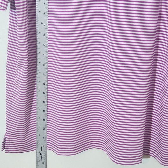 Oxford Golf Mens Purple and White Striped Polo Shirt Size Large