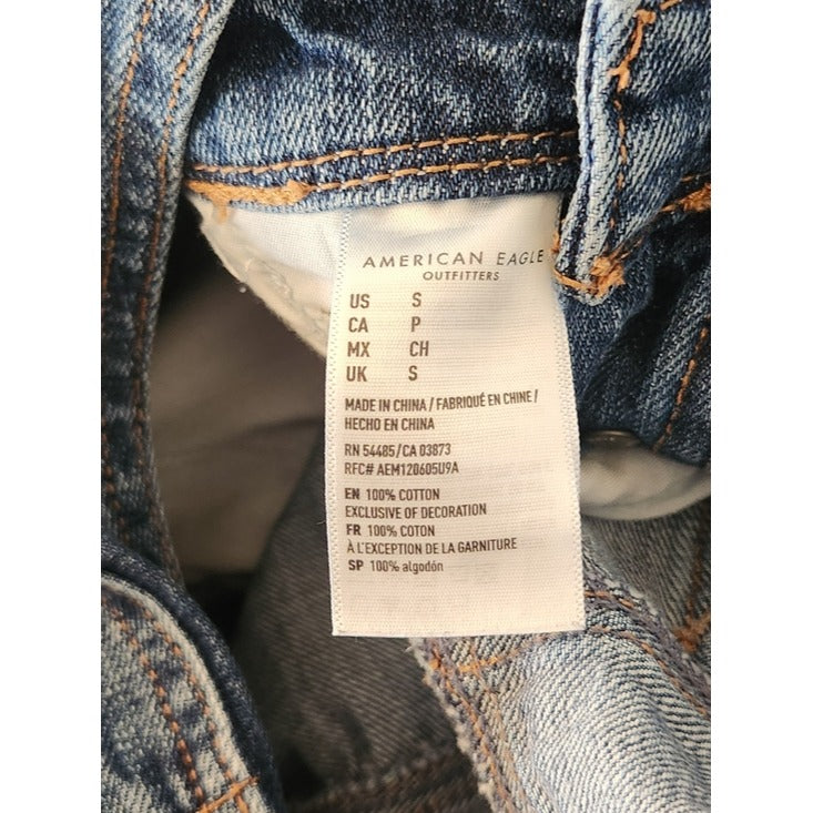 American Eagle Denim Short Overalls Distressed Size Small