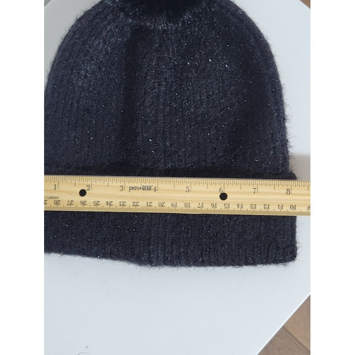 Maurices Black Knit Pom Pom Beanie One Size NWT