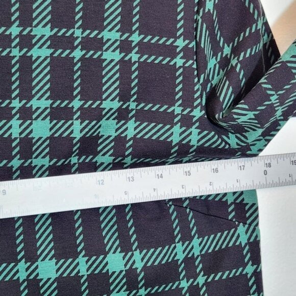 Jude Connally Green and Black Plaid Dixie Ponte Blouse Size Small NWT