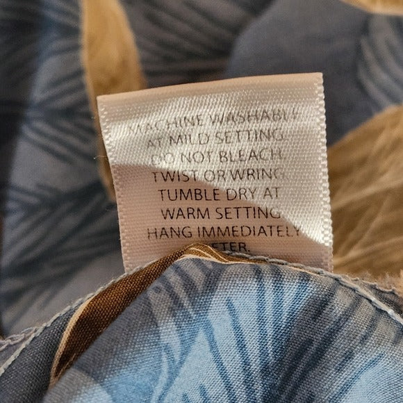 Go Barefoot Light Blue Floral Hawaiian Men's Shirt Size Large Tall