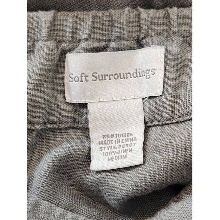 Soft Surroundings Gray Linen Maxi Skirt with Applique and Raw Edge Size Medium