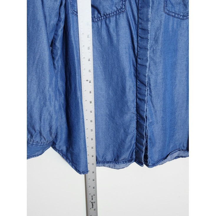 Terre Bleue Blue Chambray Button Down Tunic Size Small