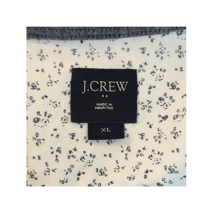J. Crew White and Navy Print Button Down Shirt Size XL