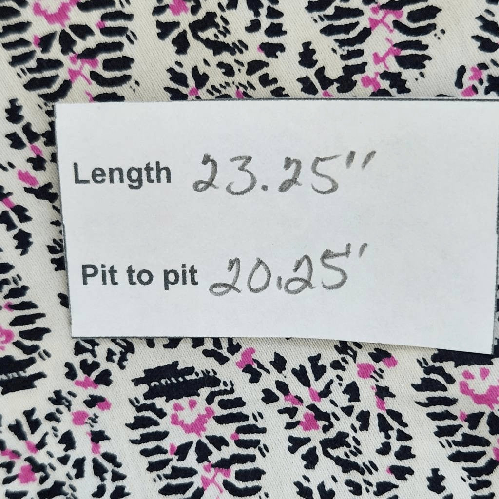 Gap Black and White Print Button Down Blouse Size Medium Gap Cotton Blouse