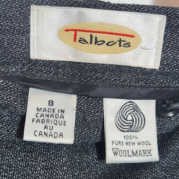 Talbots Classic Gray Wool Pleated Dress Pants Size 8