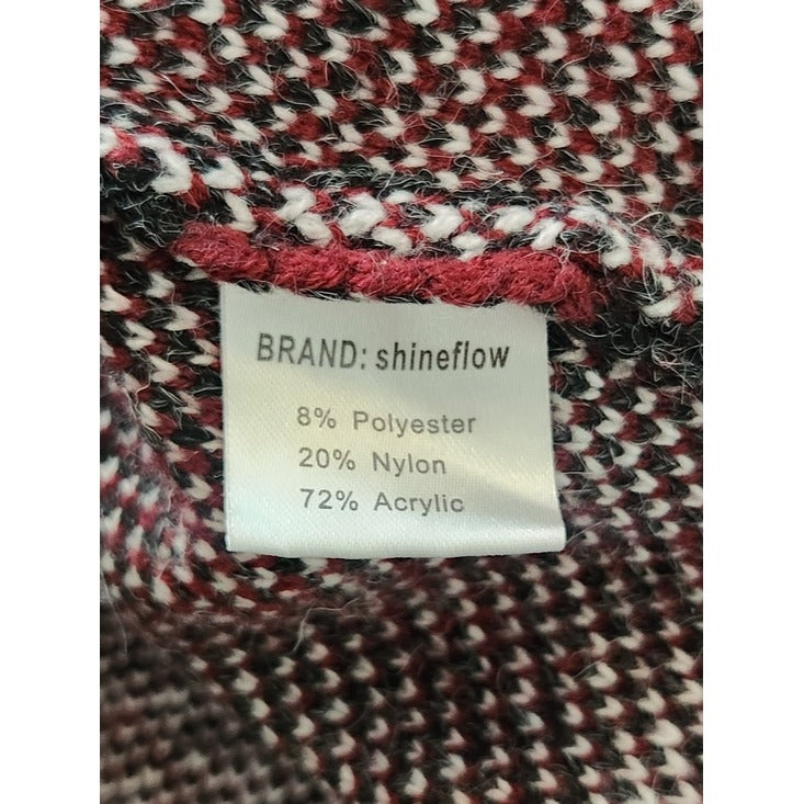 Shineflow Charcoal Gray and Burgundy Reindeer Fair Isle Tunic Sweater Size Small