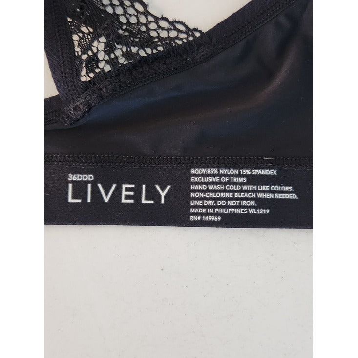 Lively Black Smooth Cup Convertible Racerback Bra Size 36DDD