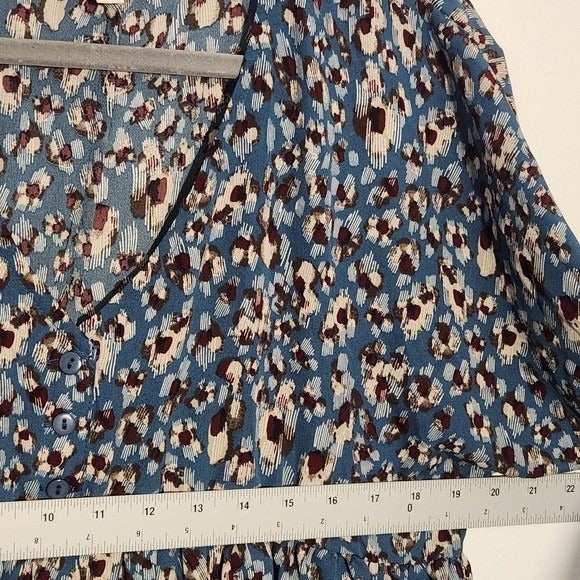 Umgee Blue and Brown Floral Mini Dress Size Small