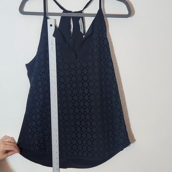 Athleta Black Eyelet Lace Sleeveless Top Size Small