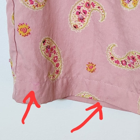 Anne Carson Brown and Pink Paisley Silk Wide-Leg Pants Size Large