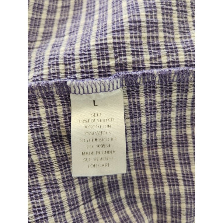 Molly Green Purple and White Plaid Textured Button Down Top Size Large