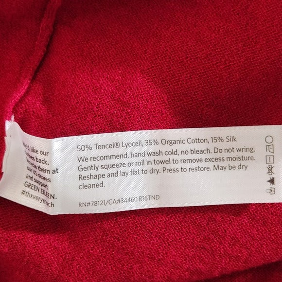 Eileen Fisher Dark Red Long Sleeve Knit Top Size XL