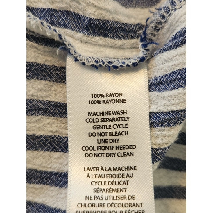 BeachLunchLounge Blue and White Striped Sleeveless Blouse Size Medium