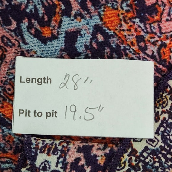 New Directions Multicolor Paisley Boho Blouse with Ruffle Accent Size Large