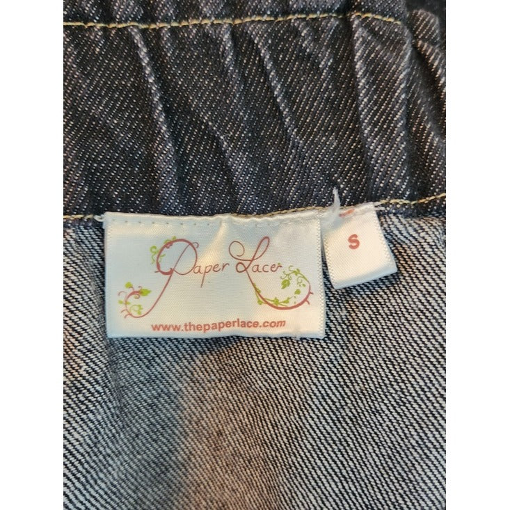 Paper Lace Dark Wash Denim Boho Maxi Skirt Size Small