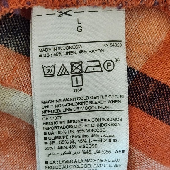 Old Navy Orange Plaid Sleeveless Mini Dress Size Large Preppy Plaid Dress