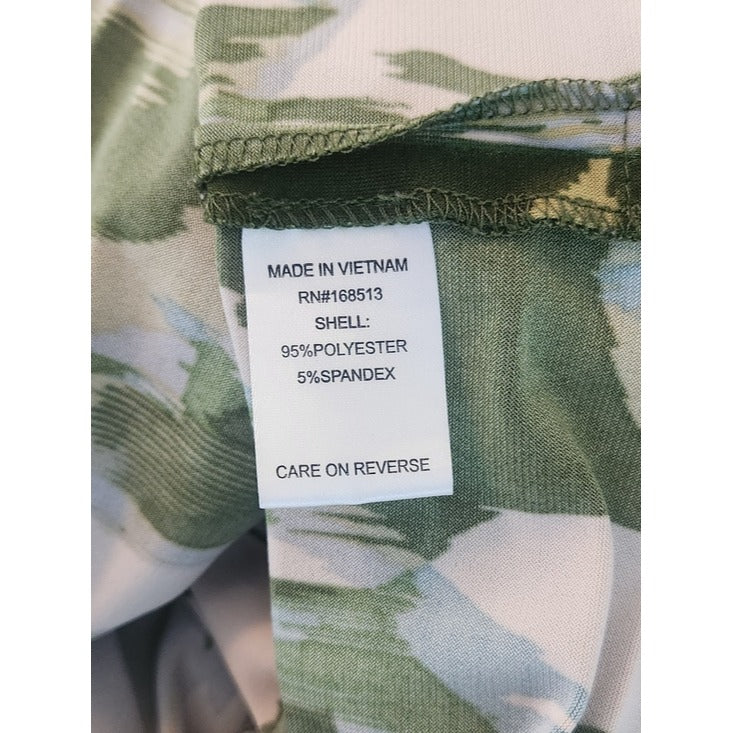 Glamour Green and Gray Abstract Print Midi Shirt Dress with Sash Size 22W