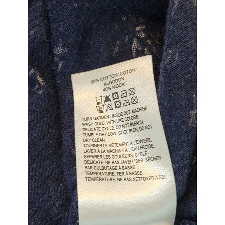 Lucky Brand Short Sleeve Navy Boho Print Tee Size Large