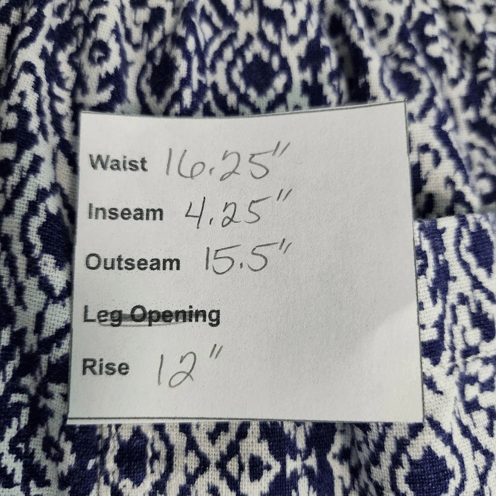 Briggs Navy and White Linen Pull-on Shorts Size XL Navy Aztec Print Shorts