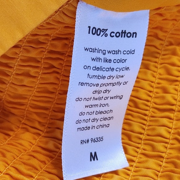 Susana Monaco Marigold Puffy Sleeve Cropped Top Size Medium