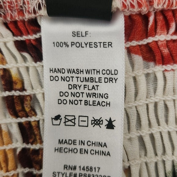 Windsor Tropical Print Smocked Bodycon Skirt with Ruffle Hem Size Small NWT